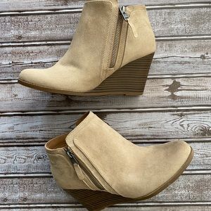 Time and Tru Wedge Booties (Beige) - Size 10